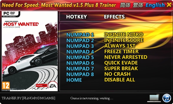 Need for Speed - Most Wanted (2012): Trainer (+8) [1.5] {FLiNG}