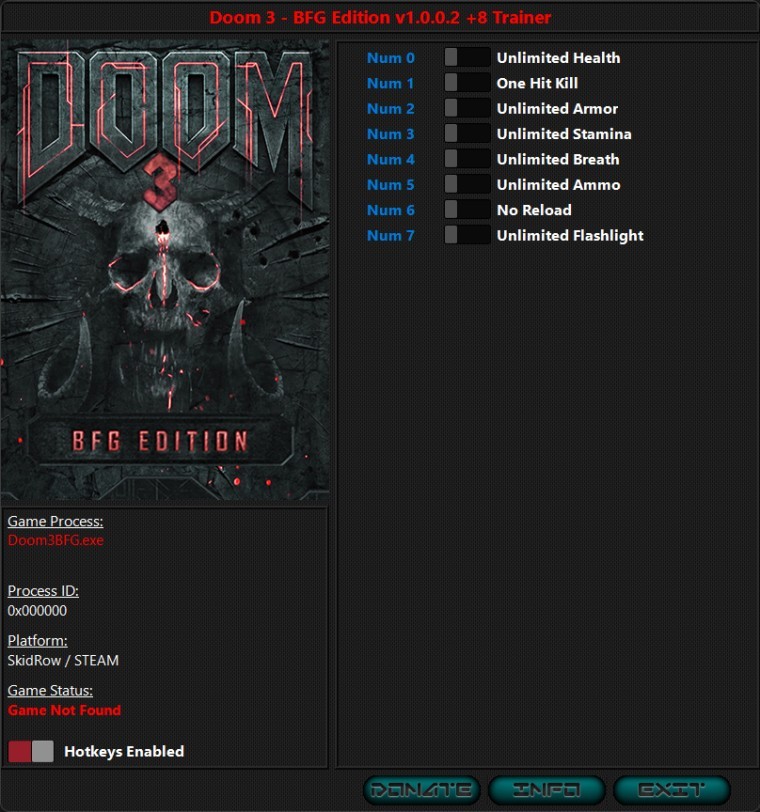 Doom 3 BFG Edition: Trainer +8 v1.0.0.2 {iNvIcTUs oRCuS / HoG}