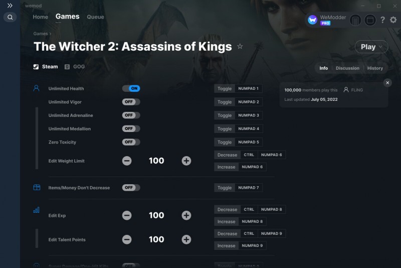 The Witcher 2: Assassins of Kings - Trainer +13 v05.07.2022 {FLiNG / WeMod}