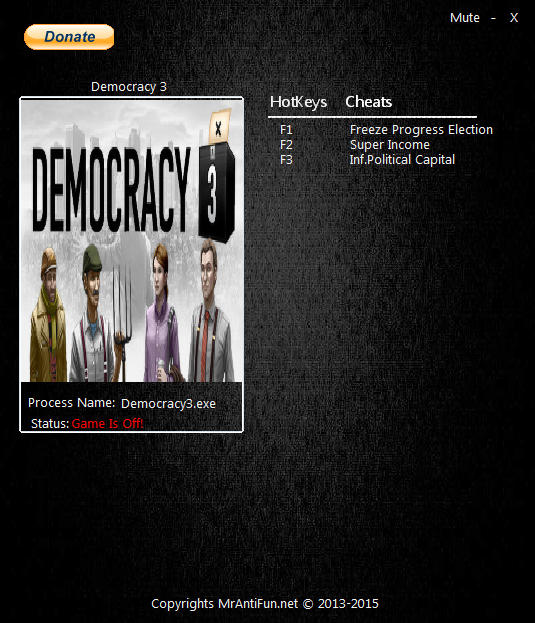 Democracy 3: Trainer (+3) [1.28] {MrAntiFun}