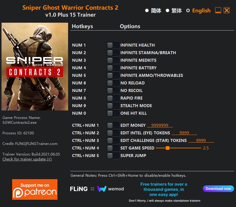 Sniper Ghost Warrior Contracts 2: Trainer +15 v1.0 {FLiNG}